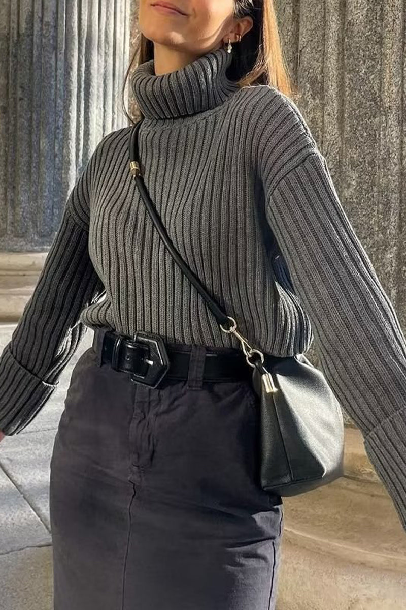 Daily Simplicity Solid Turtleneck Tops