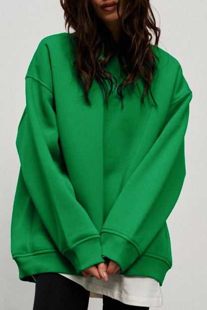 Casual Simplicity Solid O Neck Tops Green