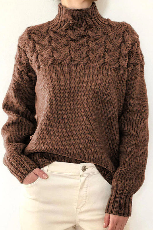 Casual Solid Weave Turtleneck Sweaters(11 Colors) Khaki