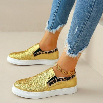 Casual Patchwork Round Comfortable Out Door Flats Shoes Gold