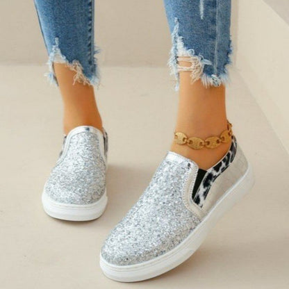 Casual Patchwork Round Comfortable Out Door Flats Shoes Silver