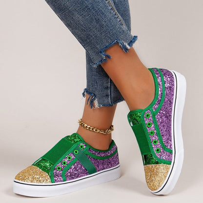 Casual Patchwork Contrast Round Comfortable Out Door Flats Shoes Purple