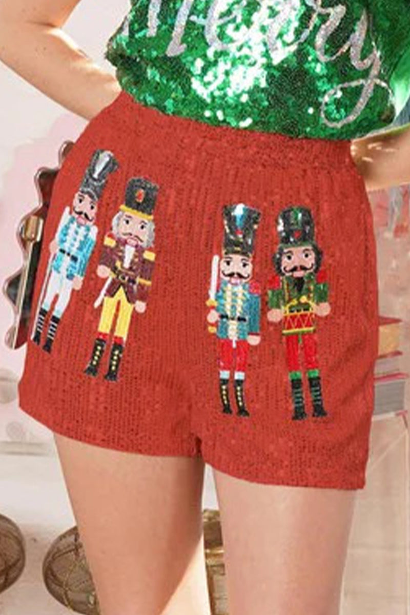 High Waist Type A Patchwork Bottoms Red