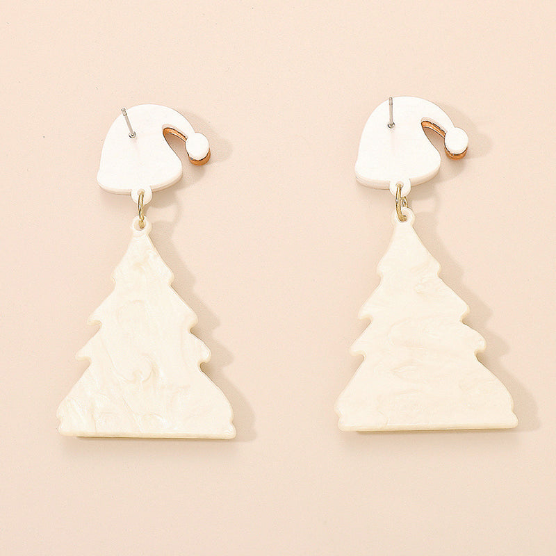 Casual Christmas Tree Patchwork Earrings