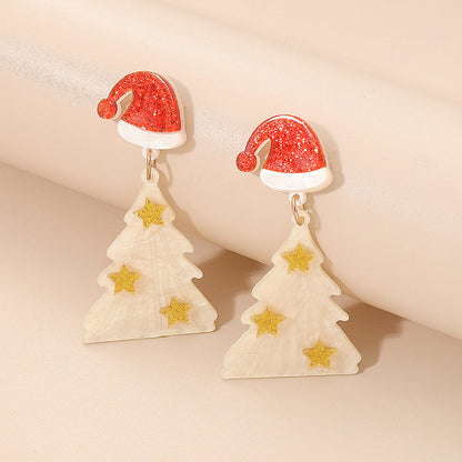 Casual Christmas Tree Patchwork Earrings