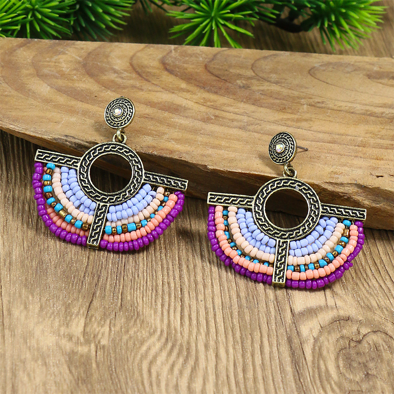 Bohemian Geometric Patchwork Earrings Colour One Size