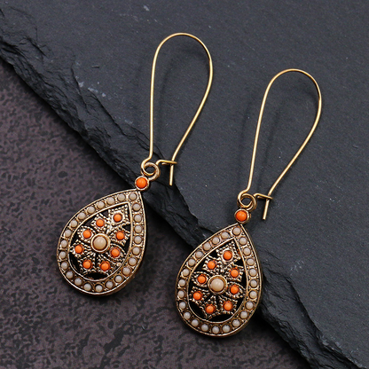 Bohemian Vintage Geometric Patchwork Earrings Pink One Size