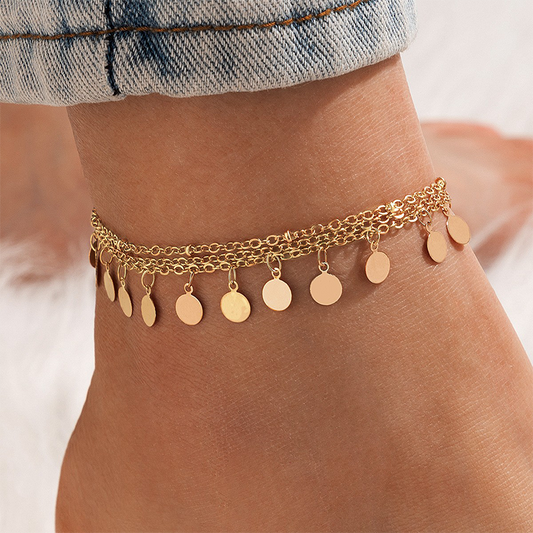 Simplicity Solid Tassel Anklet Gold One Size