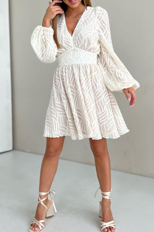 Sweet Solid V Neck A Line Dresses White