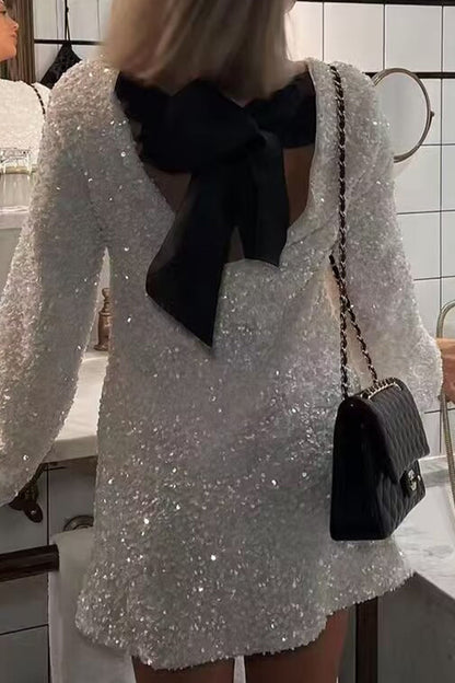 Sexy Party Solid Sequins With Bow O Neck Princess Dresses