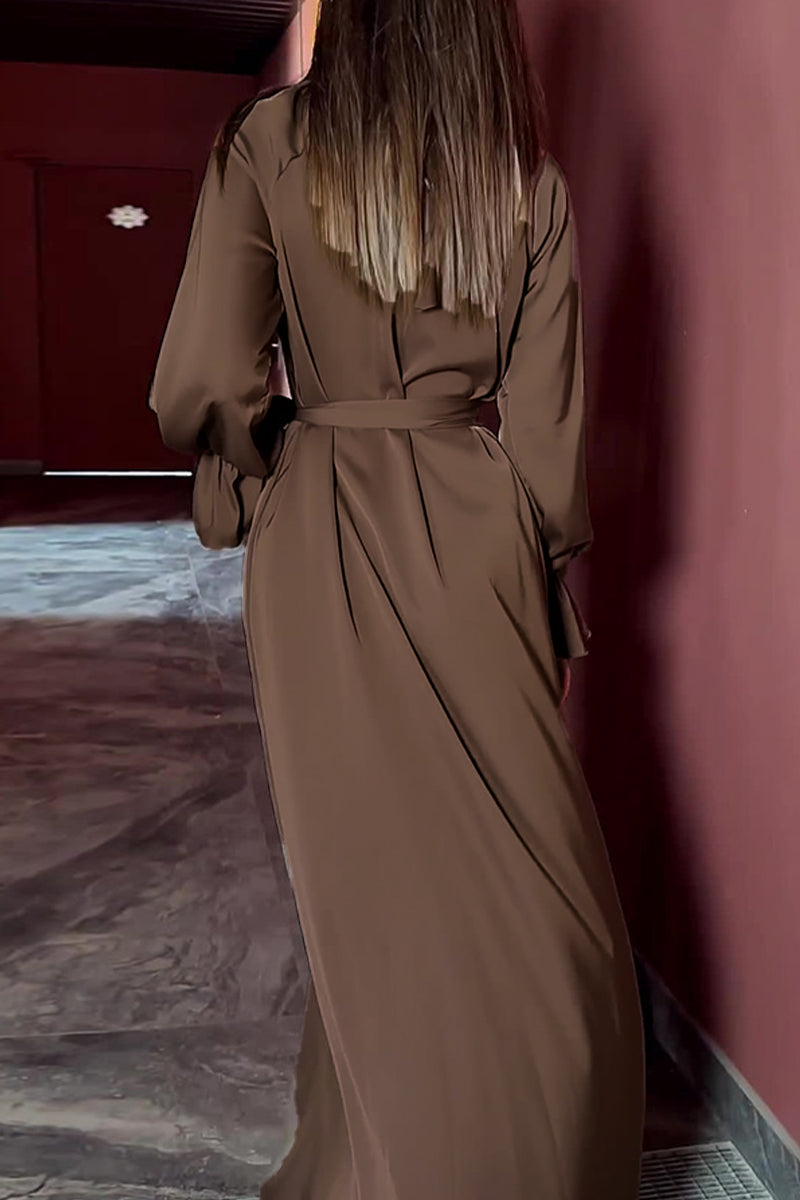 Elegant Solid Bandage Half A Turtleneck A Line Dresses