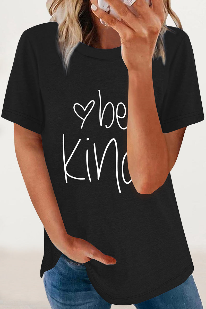 Casual Letter Print O Neck T-Shirts