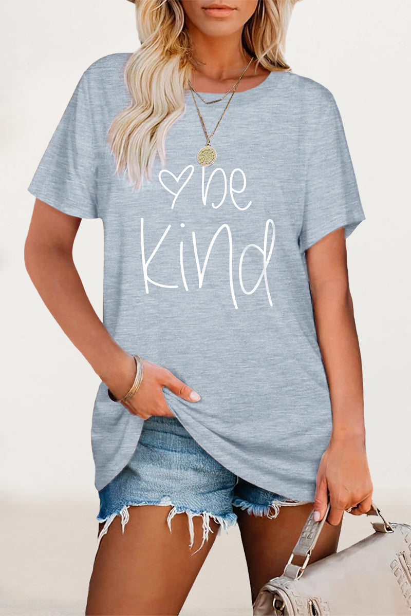 Casual Letter Print O Neck T-Shirts