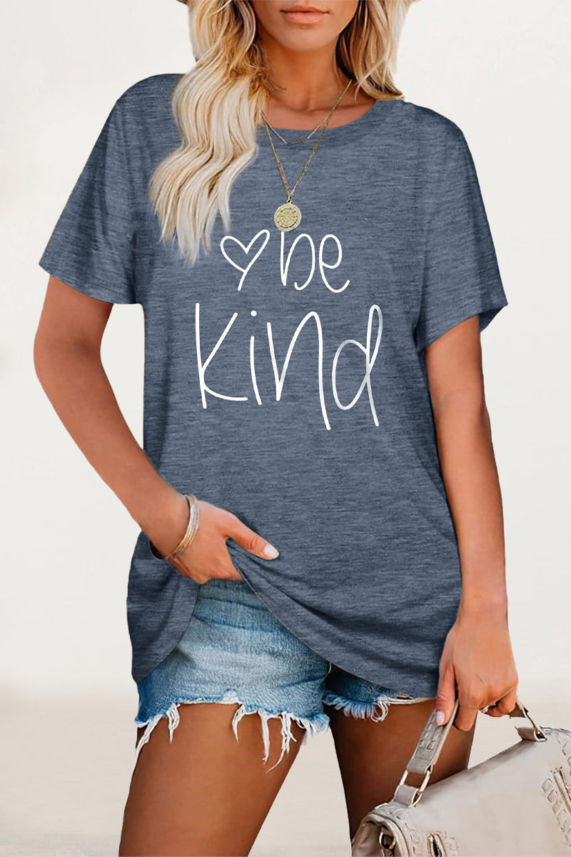 Casual Letter Print O Neck T-Shirts