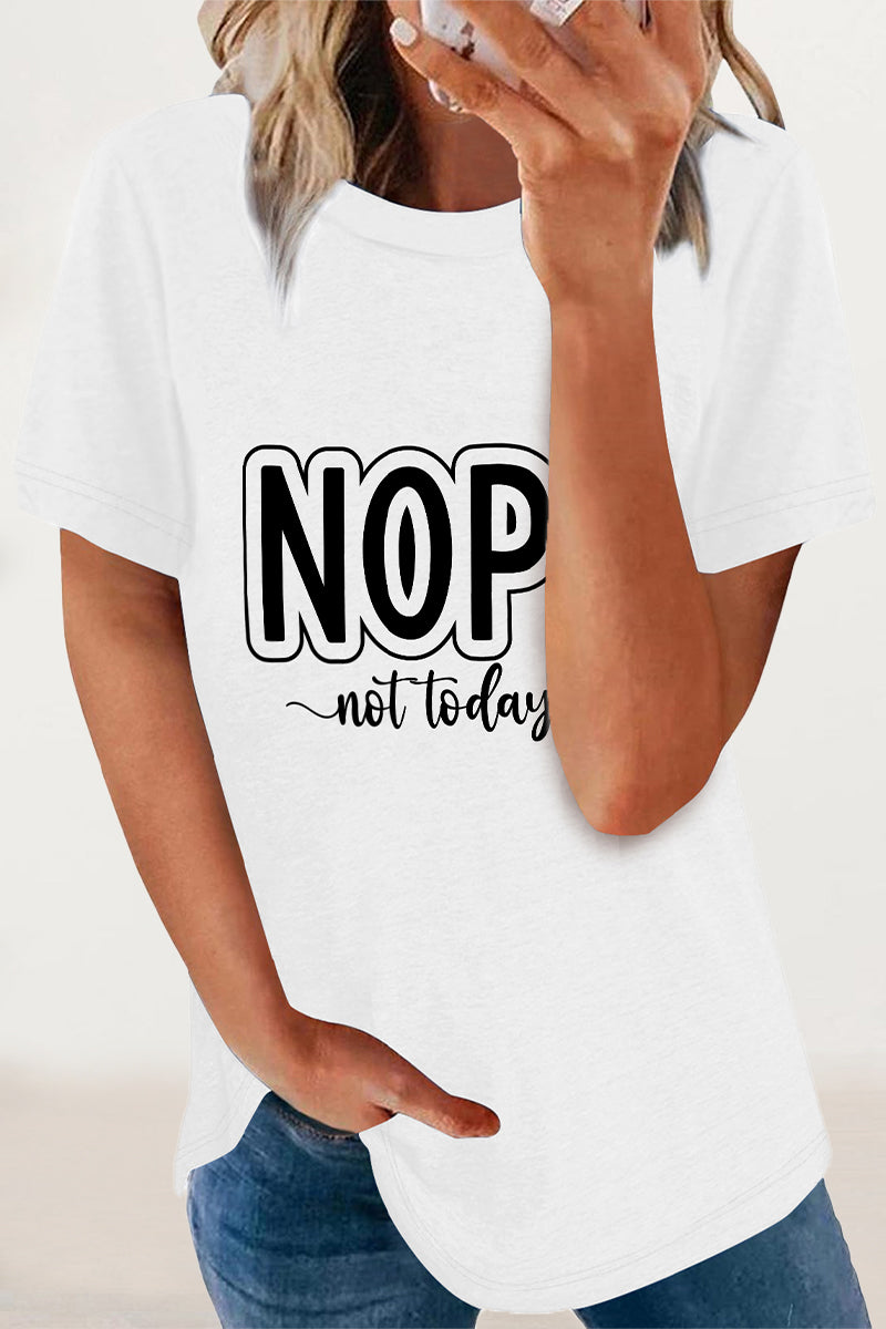 Casual Letter Print O Neck T-Shirts