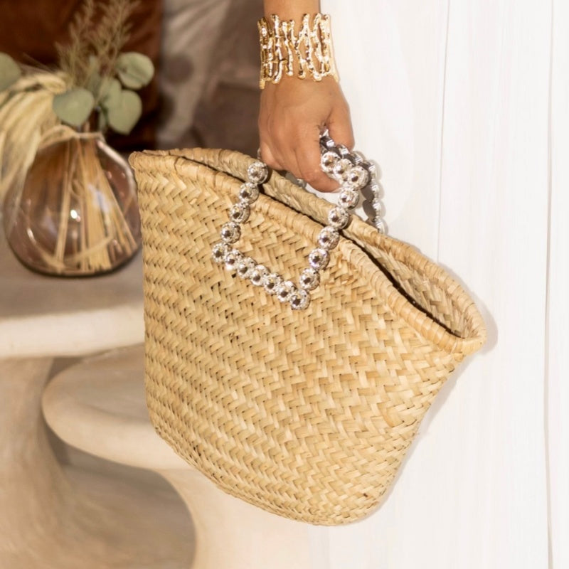 Casual Daily Patchwork Rhinestone Weave Bags Yellow One Size