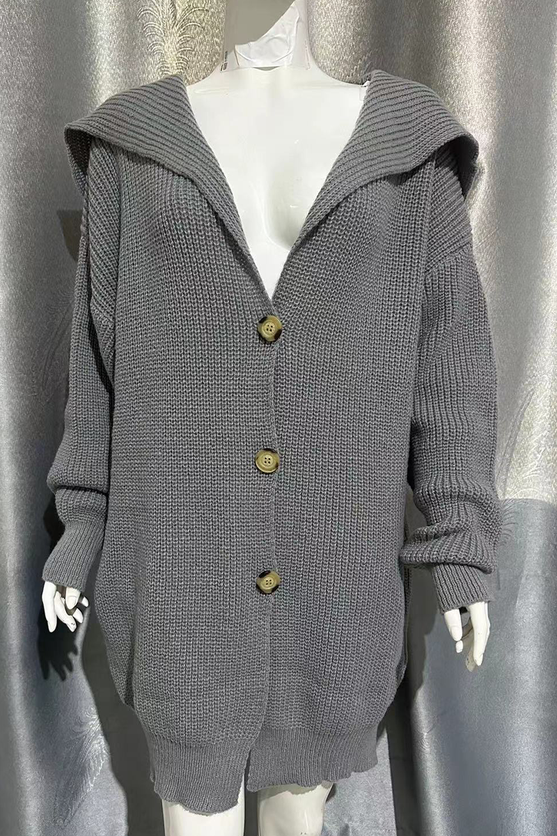 Casual Daily Solid Color Pocket Buttons Weave Turndown Collar Outerwear