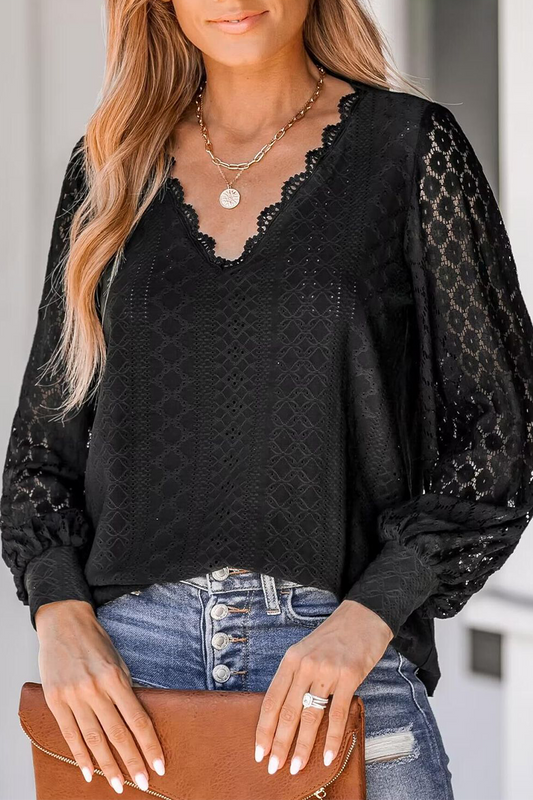 Casual Street Solid Color Lace V Neck Tops