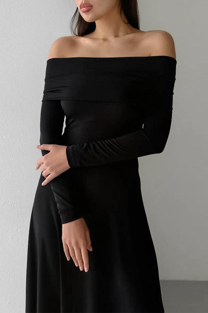 Elegant Solid Color Ruched Off Shoulder Long Dresses