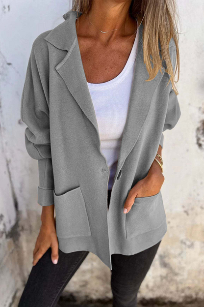 Casual Daily Solid Color Pocket Turndown Collar Outerwear