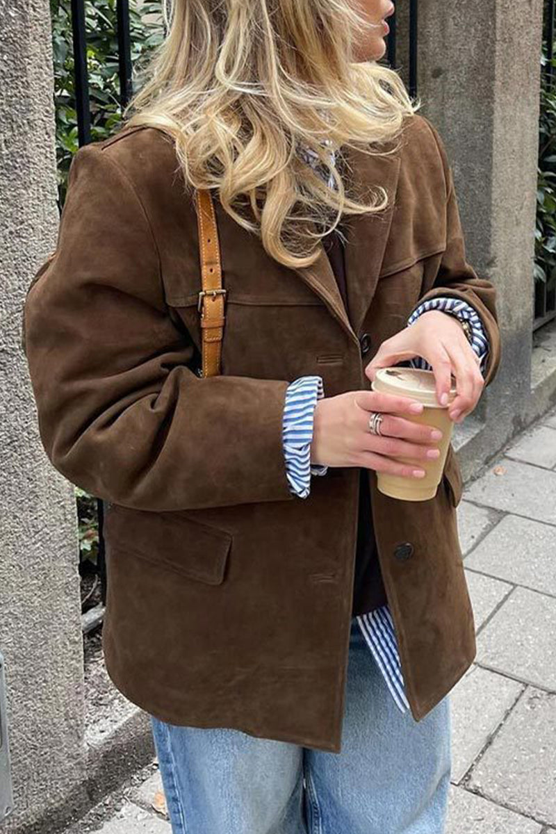 Casual Street Buttons Turndown Collar Outerwear