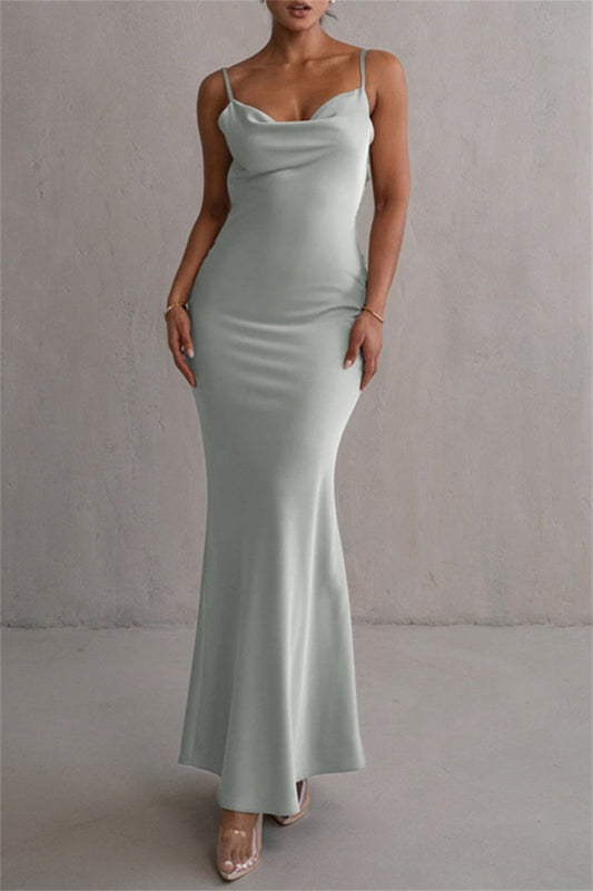 Sexy Formal Solid Color Backless Spaghetti Strap Long Dresses