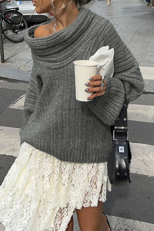 Casual Street Potholes Off Shoulder Sweaters(5 Colors)