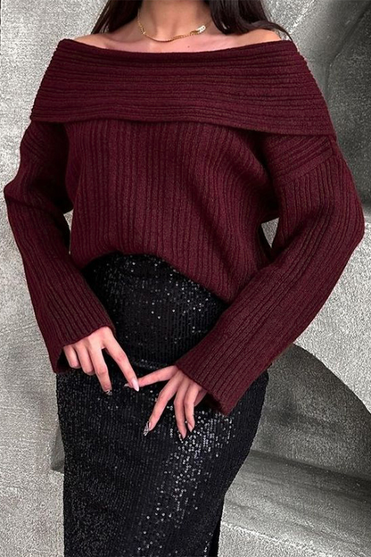 Casual Street Potholes Off Shoulder Sweaters(5 Colors)