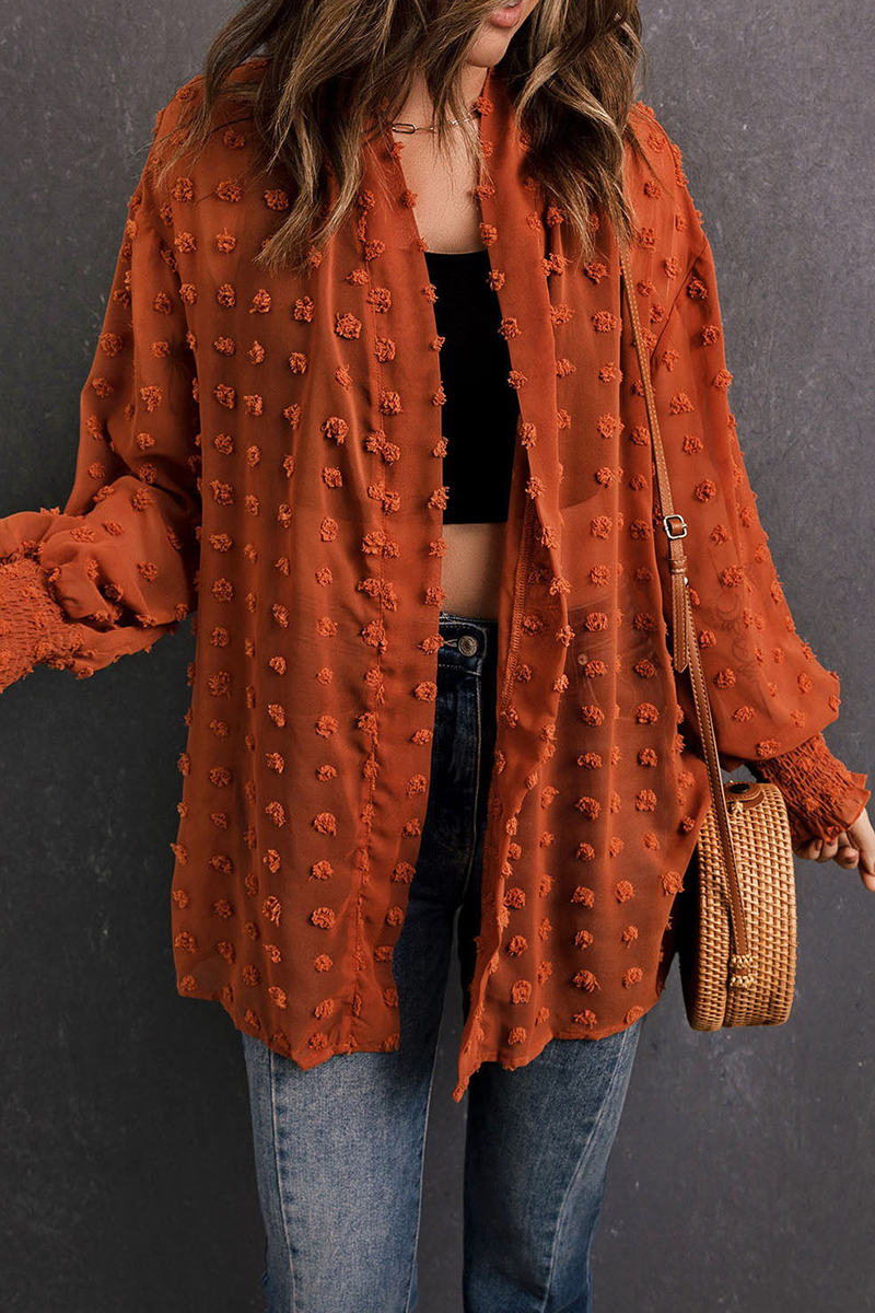 Casual Solid Color Fur Ball Cardigan Collar Outerwear