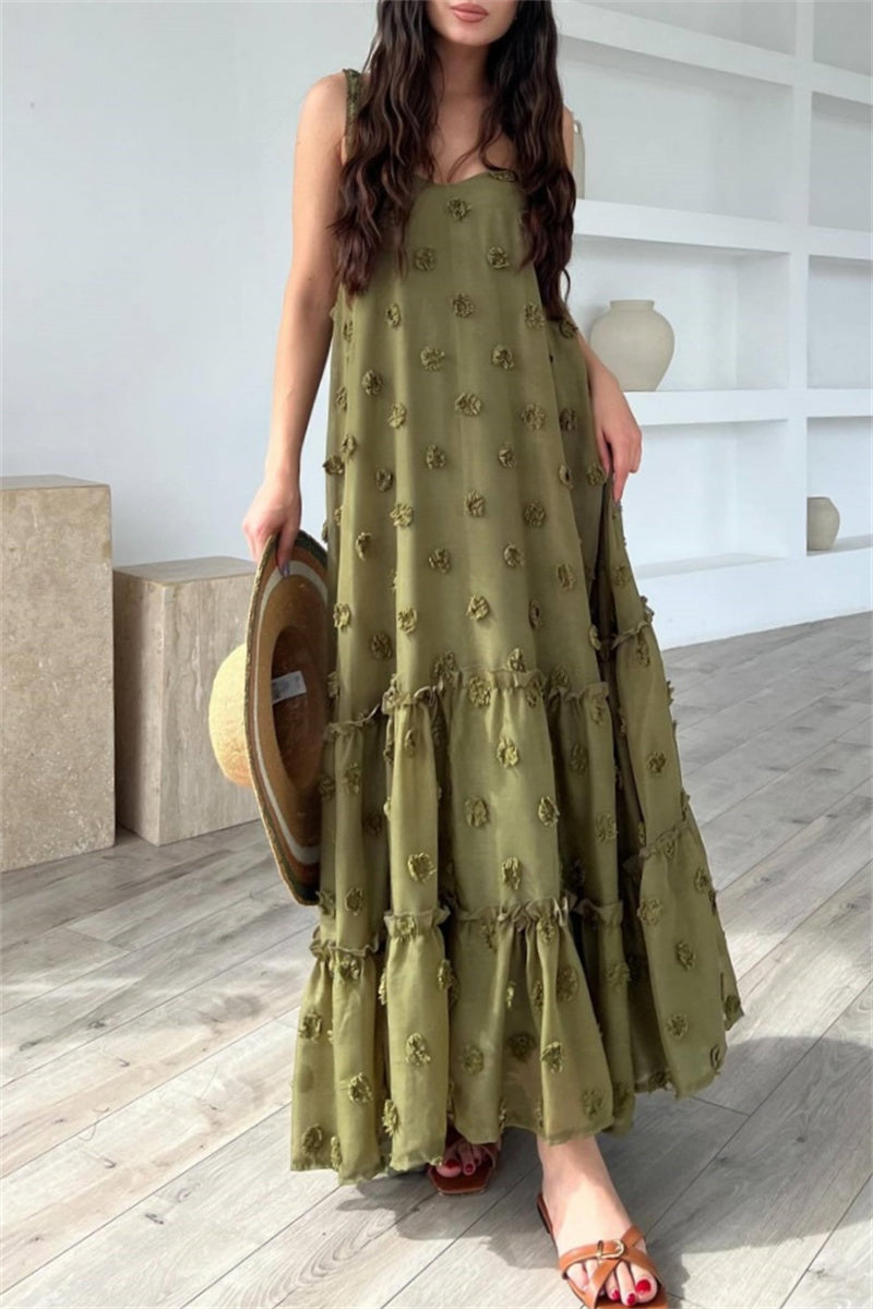 Casual Solid Color Backless Spaghetti Strap Long Dresses