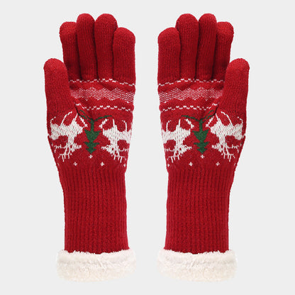 Ensemble de gants, écharpe et chapeau à motif de renne de Noël (6 couleurs)