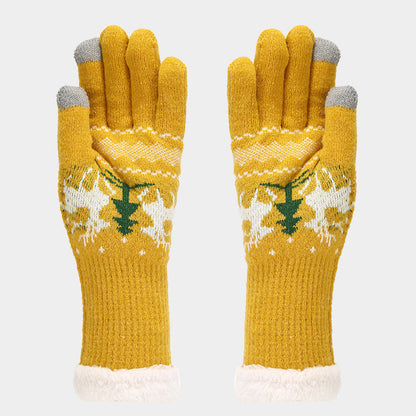 Ensemble de gants, écharpe et chapeau à motif de renne de Noël (6 couleurs)