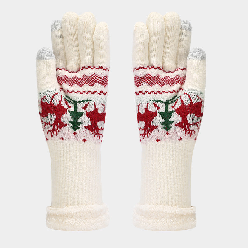 Ensemble de gants, écharpe et chapeau à motif de renne de Noël (6 couleurs)