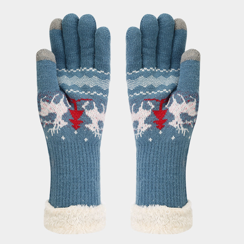 Ensemble de gants, écharpe et chapeau à motif de renne de Noël (6 couleurs)