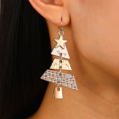 Boucles d'oreilles décoratives en strass ajourées pour sapin de Noël