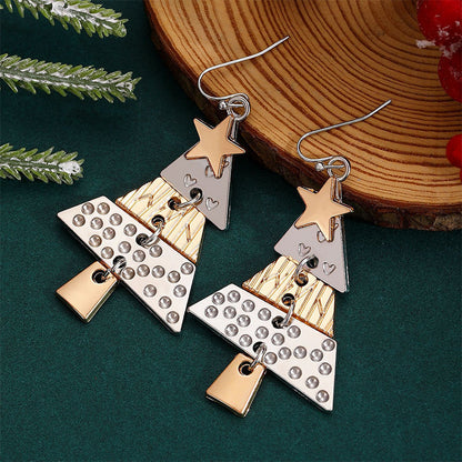 Boucles d'oreilles décoratives en strass ajourées pour sapin de Noël