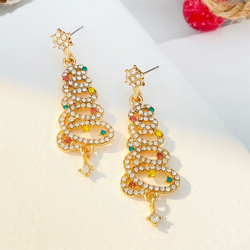 Boucles d'oreilles décoratives en strass ajourées pour sapin de Noël