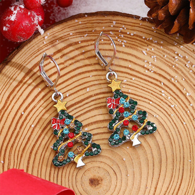 Boucles d'oreilles décoratives en strass ajourées pour sapin de Noël