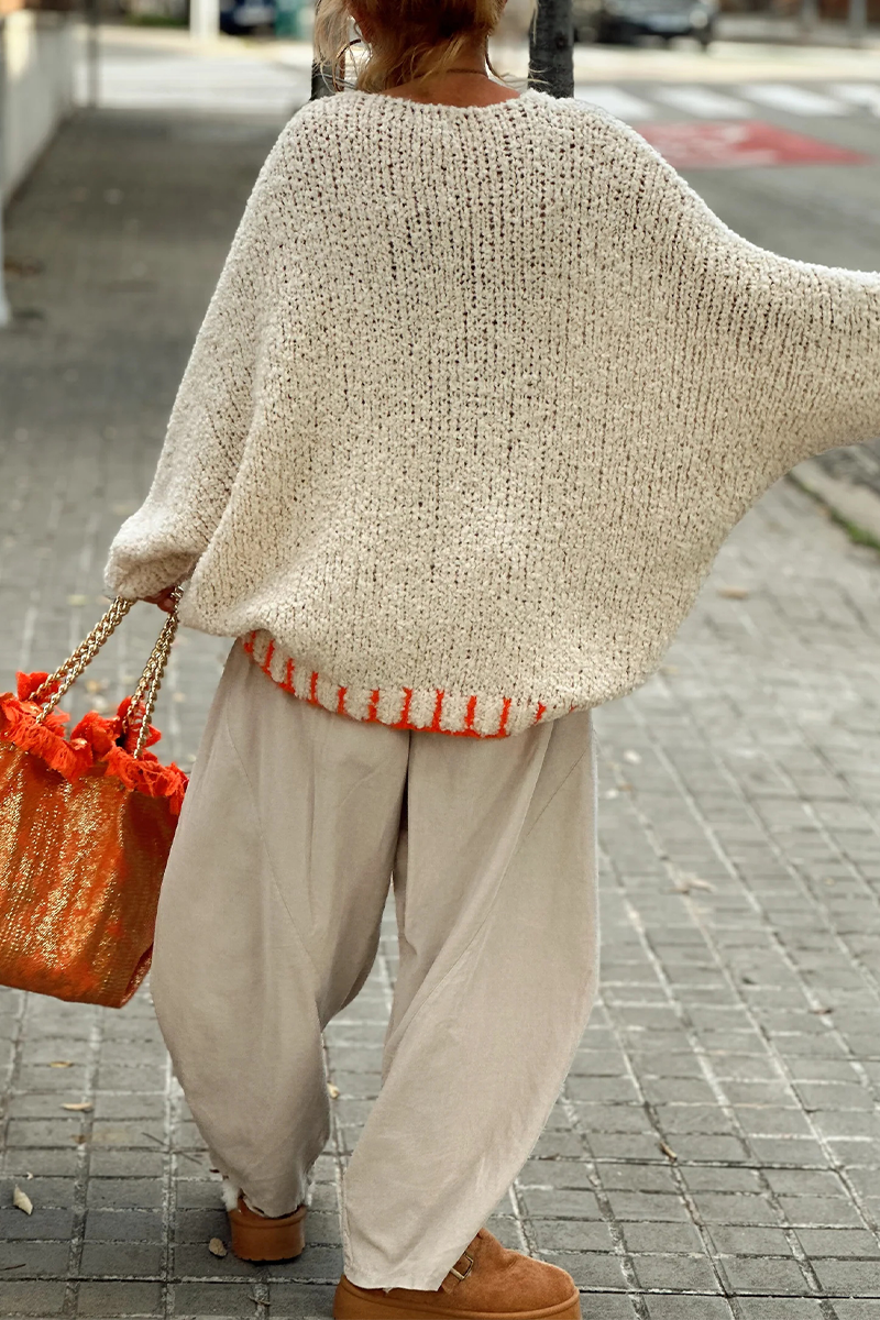 Hauts à col en V contrastés tissés par les étoiles de Casual Street