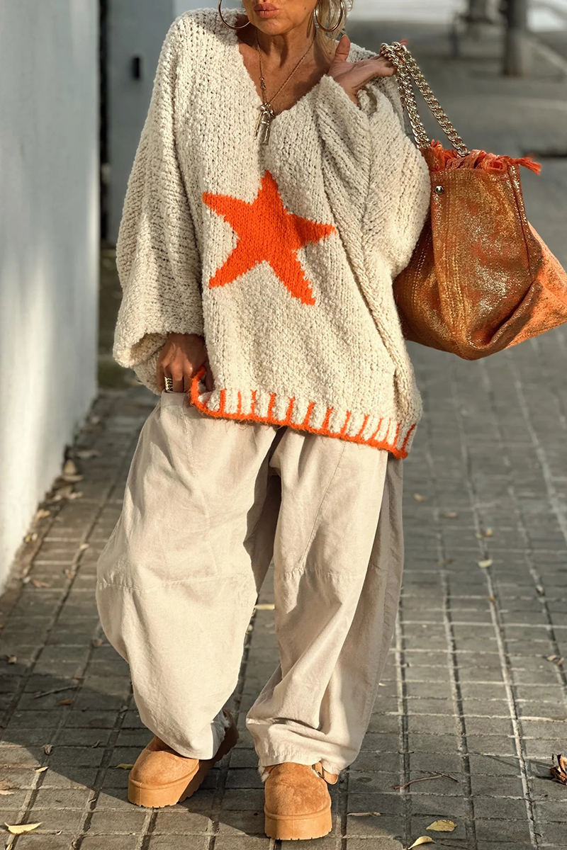 Hauts à col en V contrastés tissés par les étoiles de Casual Street