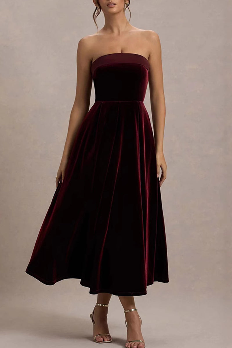 Sexy Prom Velvet Strapless Strapless Dresses