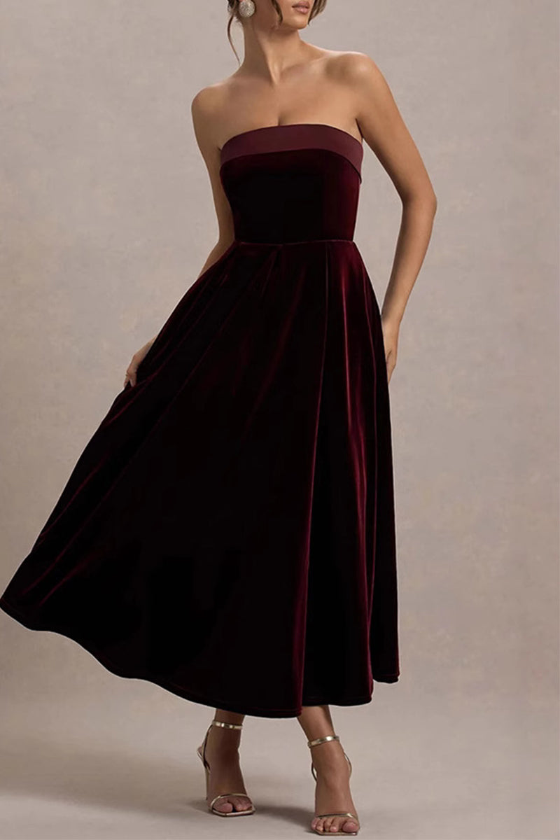 Sexy Prom Velvet Strapless Strapless Dresses