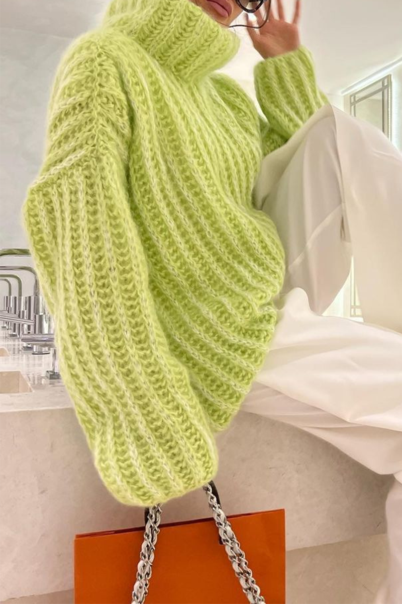 Casual Solid Color Weave Turtleneck Sweaters(4 Colors)