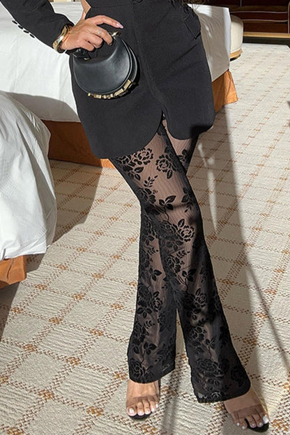 Sexy Lace See-Through Regular High Waist Bottoms