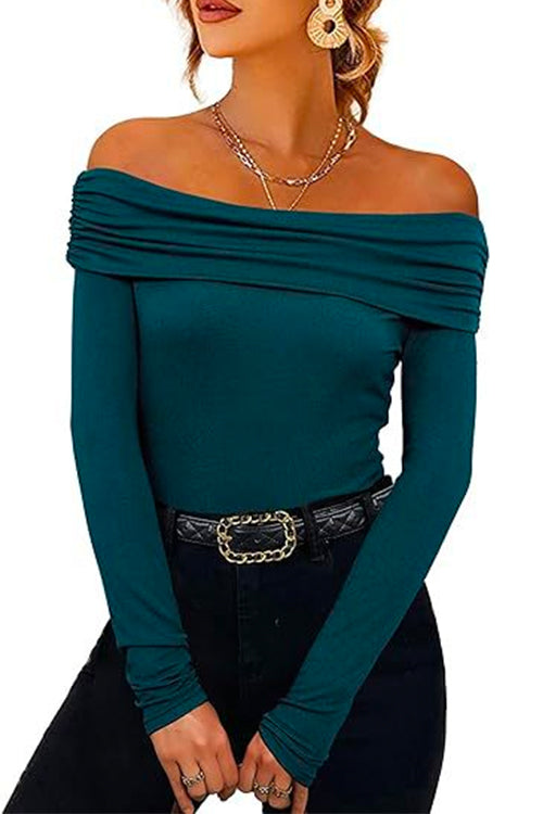 Margovil Off Shoulder Long Sleeves Bottoming Shirt