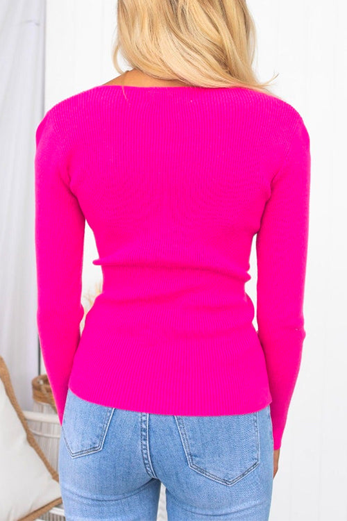 Deep V Neck Cross Front Slim Fit Knit Sweater