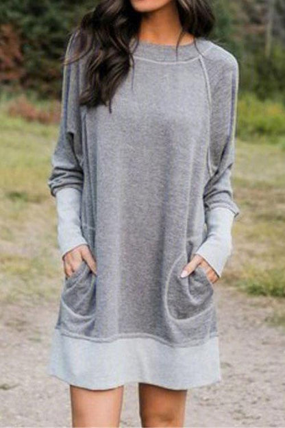 Margovil Splice Pockets Casual Sweatershirt Dress