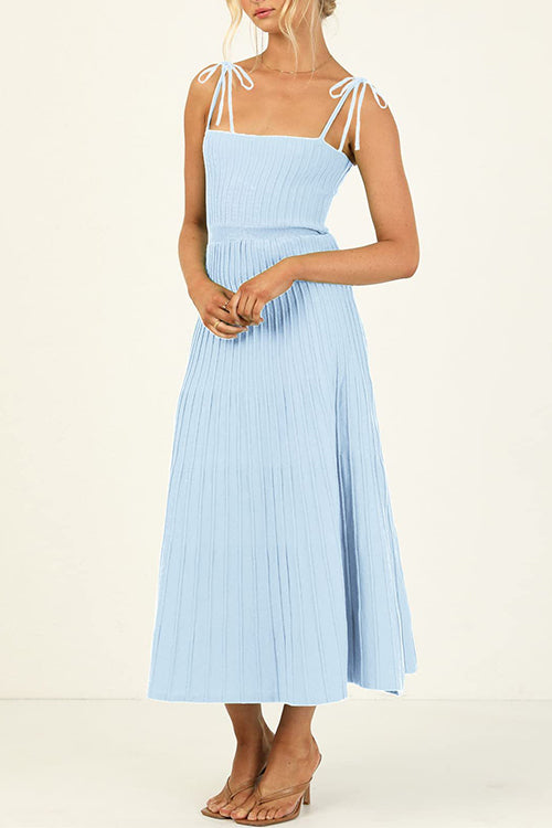 Margovil Tie Shoulder High Waist Knit Maxi Cami Dress