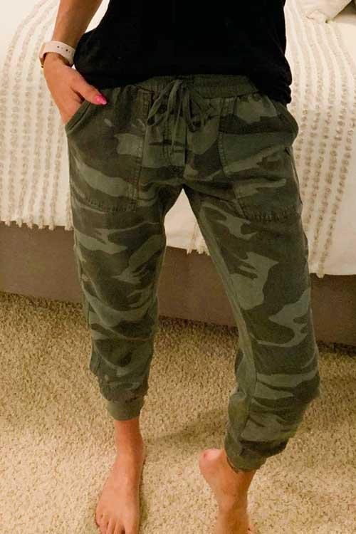 Margovil Drawstring Waist Camo Jogger