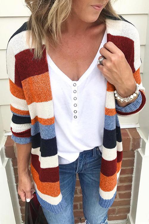 Margovil Colorful Striped Sweater Cardigan